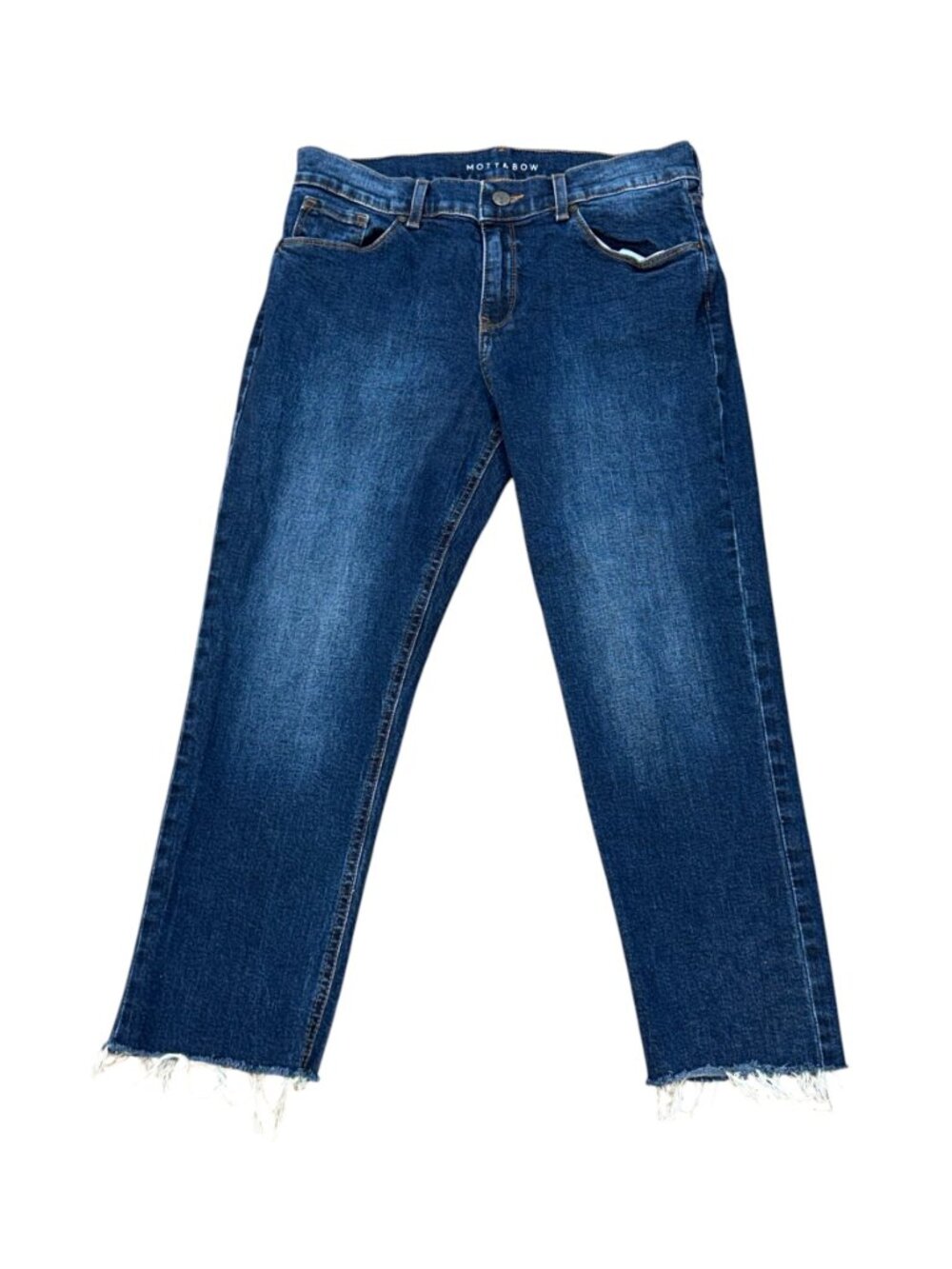 Mott & Bow Slim Straight Denim Jeans Cropped Dark Wash Mid Rise Size 28